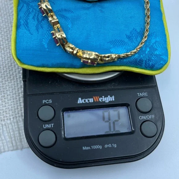 ✨ Vintage 925 Sterling Silver Gold Vermeil Ruby & CZ Tennis Bracelet - 7.25” - Picture 17 of 17